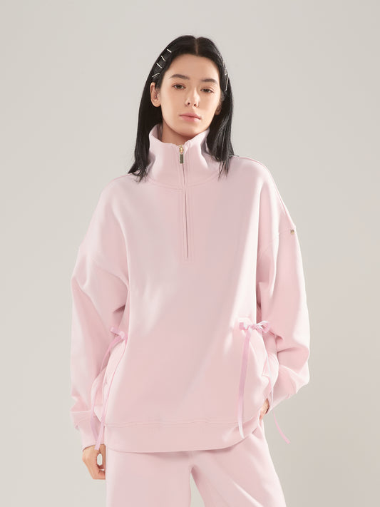 🎀 Cubby Half Zip-up Sweatshirt, Oversized