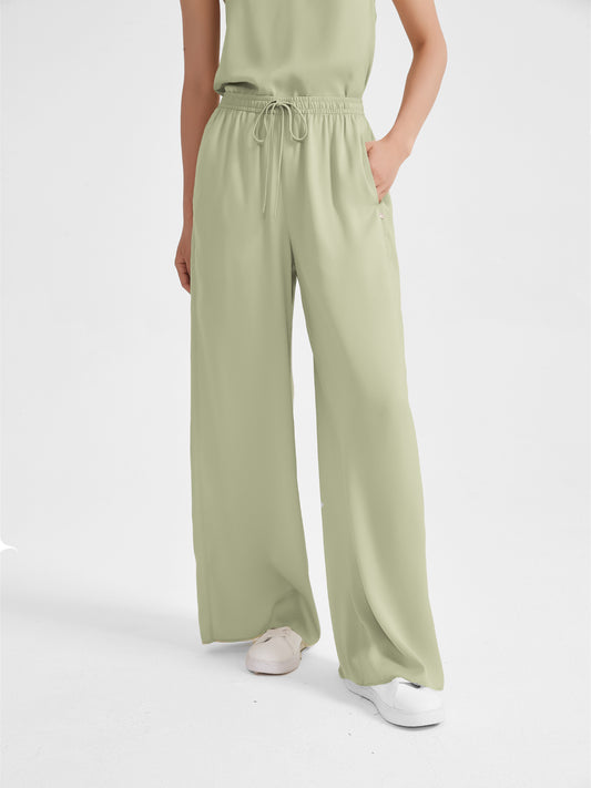Rosa Satin Pants, Wide Leg
