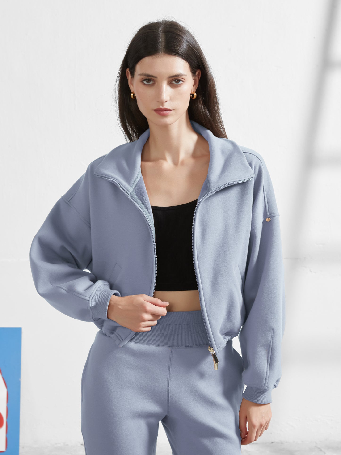 Cubby Mockneck Zip-Up, Cropped