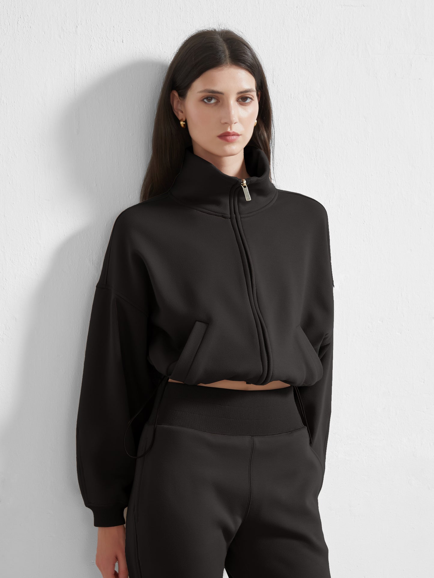 Cubby Mockneck Zip-Up, Cropped