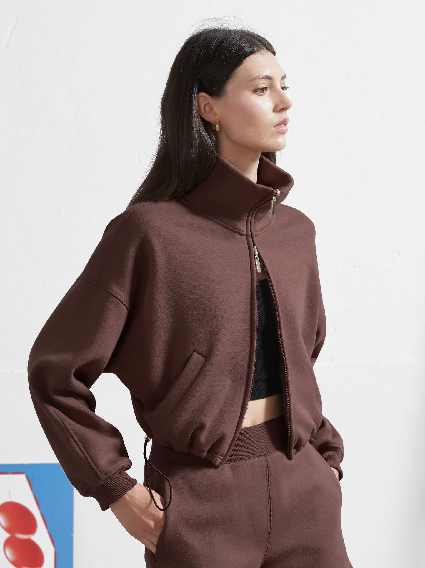 Cubby Mockneck Zip-Up, Cropped