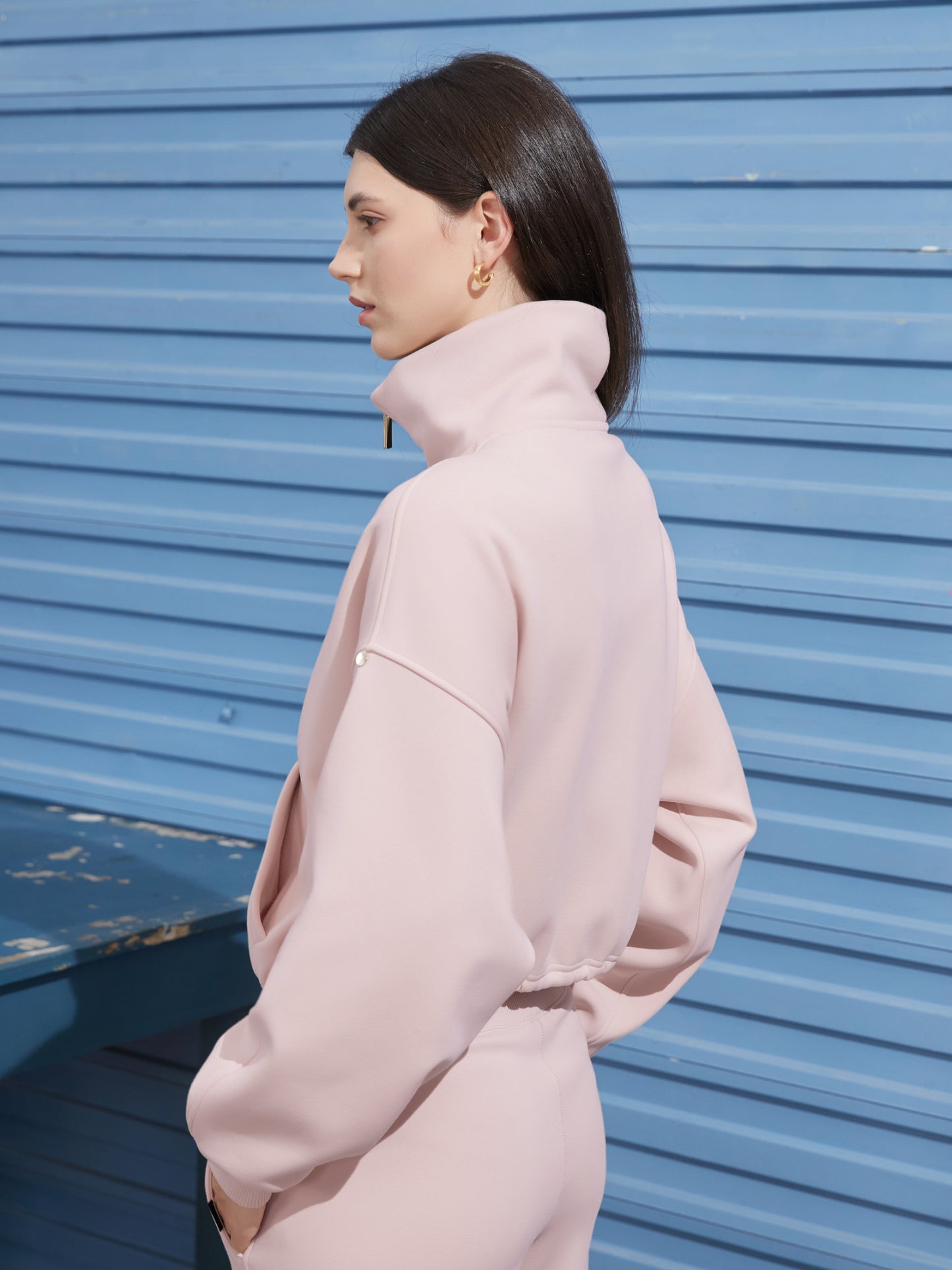 Cubby Mockneck Zip-Up, Cropped