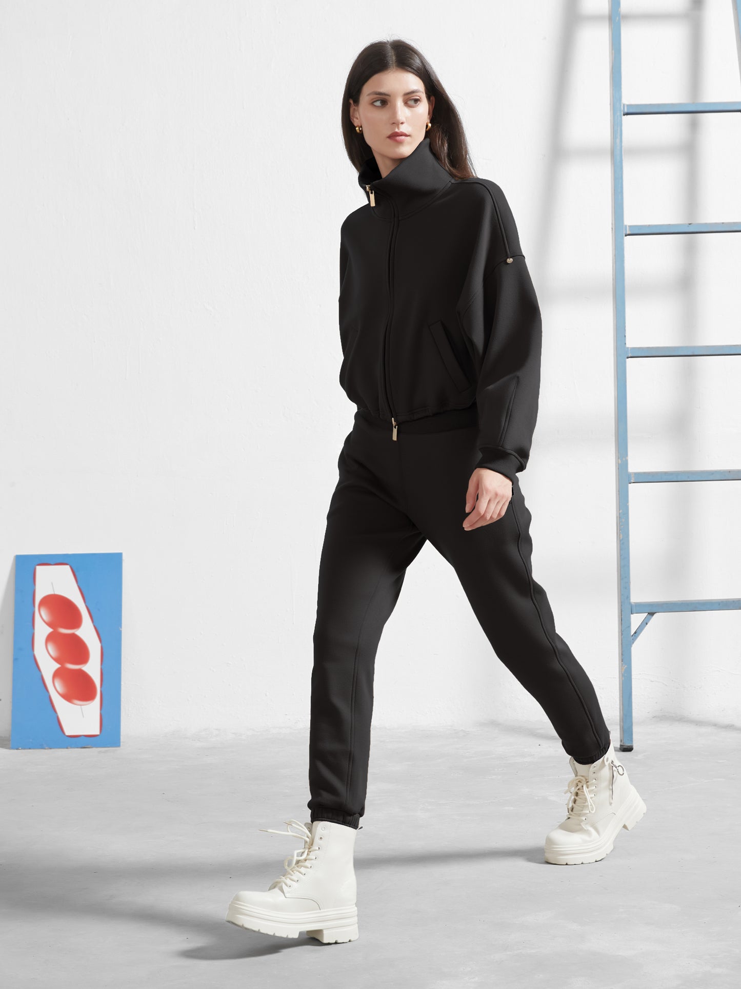 Cubby Mockneck Zip-Up, Cropped