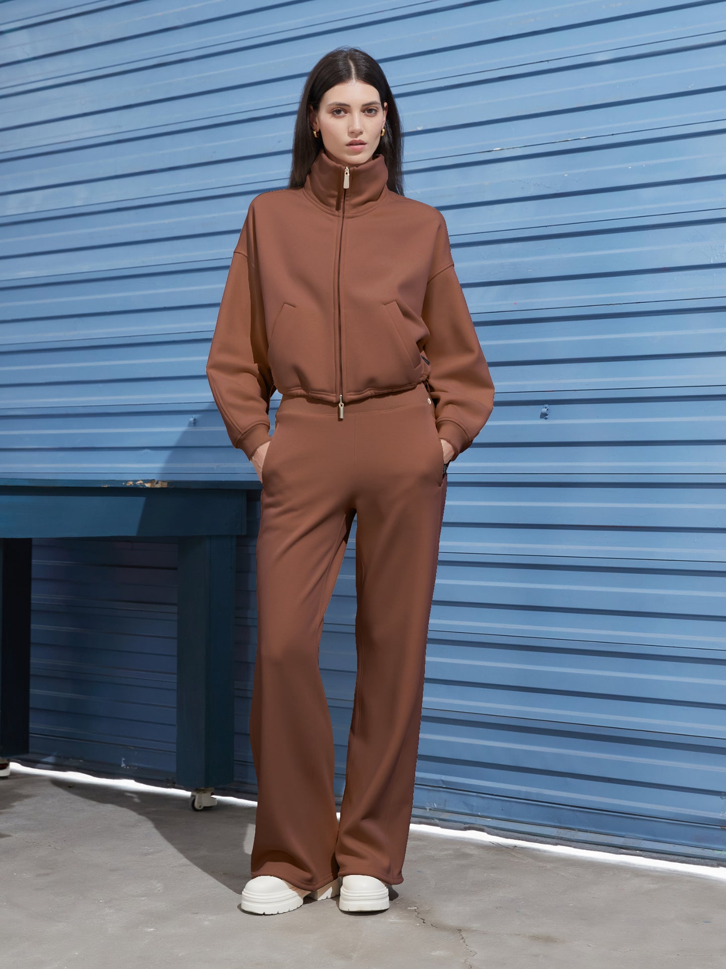 Cubby Mockneck Zip-Up, Cropped