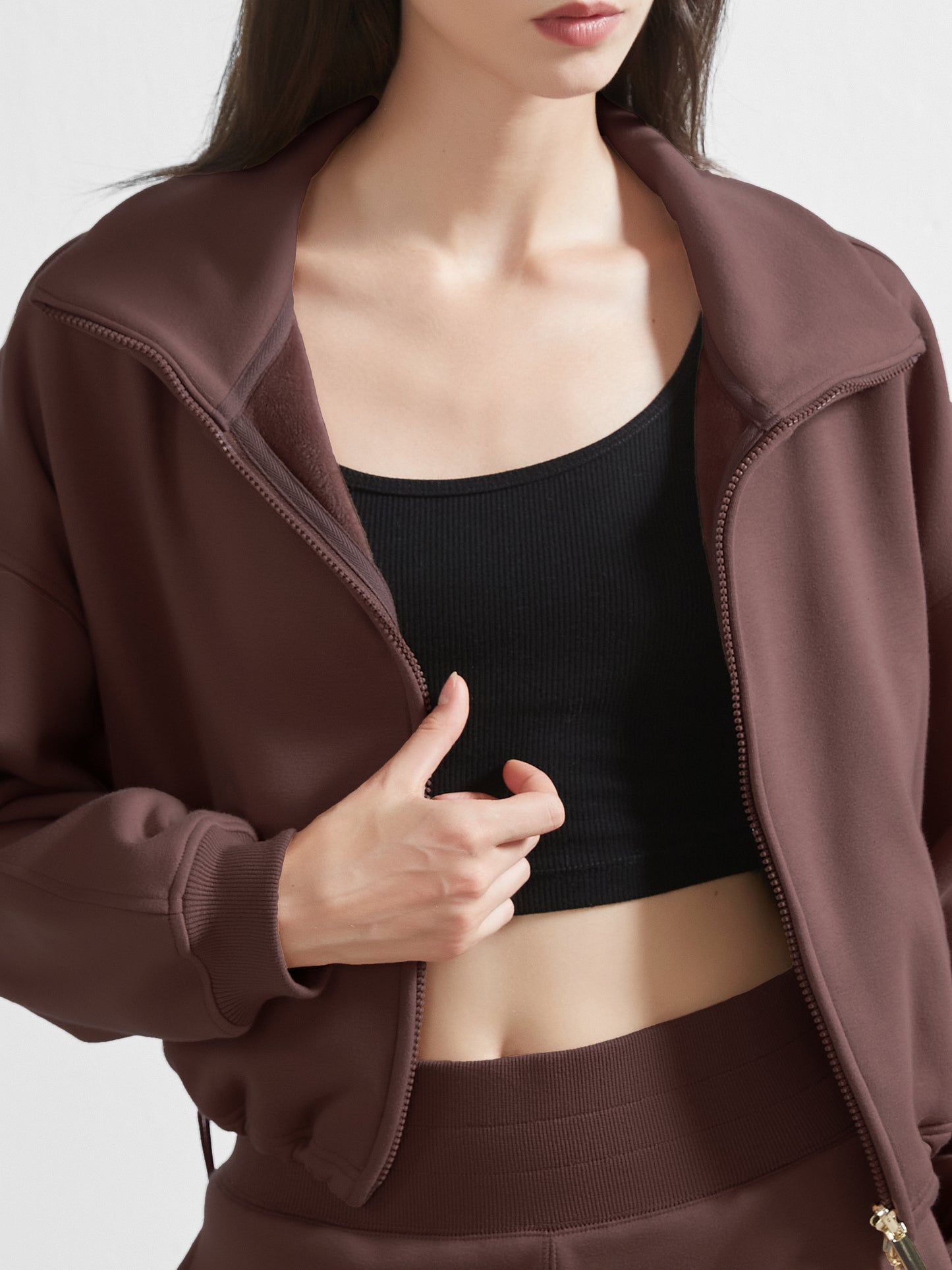Cubby Mockneck Zip-Up, Cropped