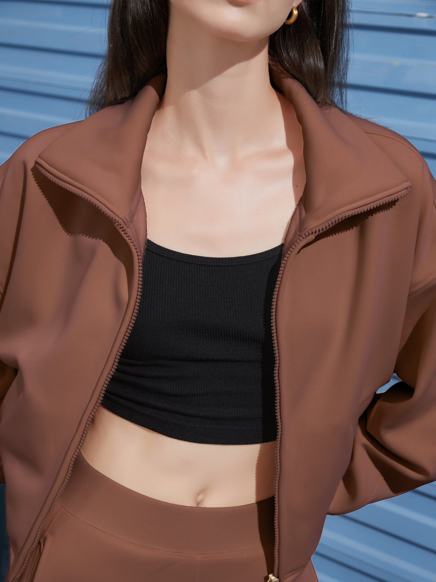 Cubby Mockneck Zip-Up, Cropped