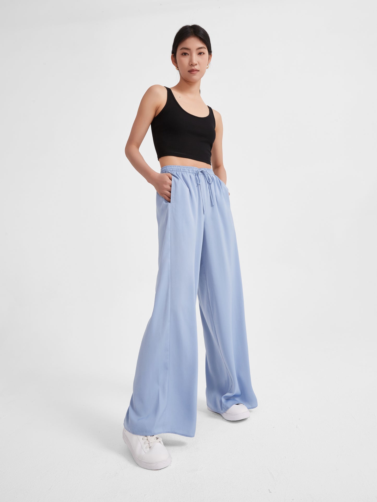 Rosa Satin Pants, Wide Leg