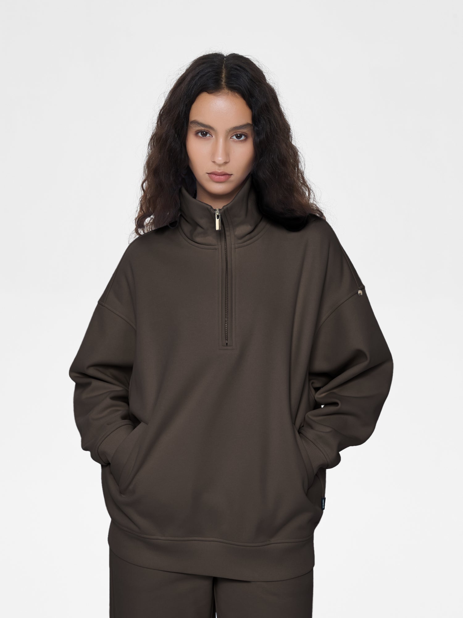 Cubby Half Zip-up Sweatshirt, Oversized