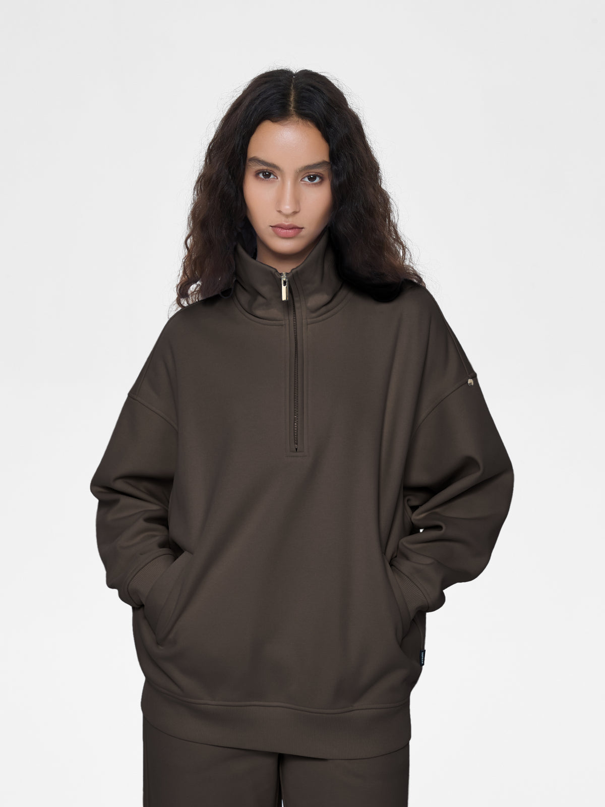 Cubby Half Zip-up Sweatshirt, Oversized
