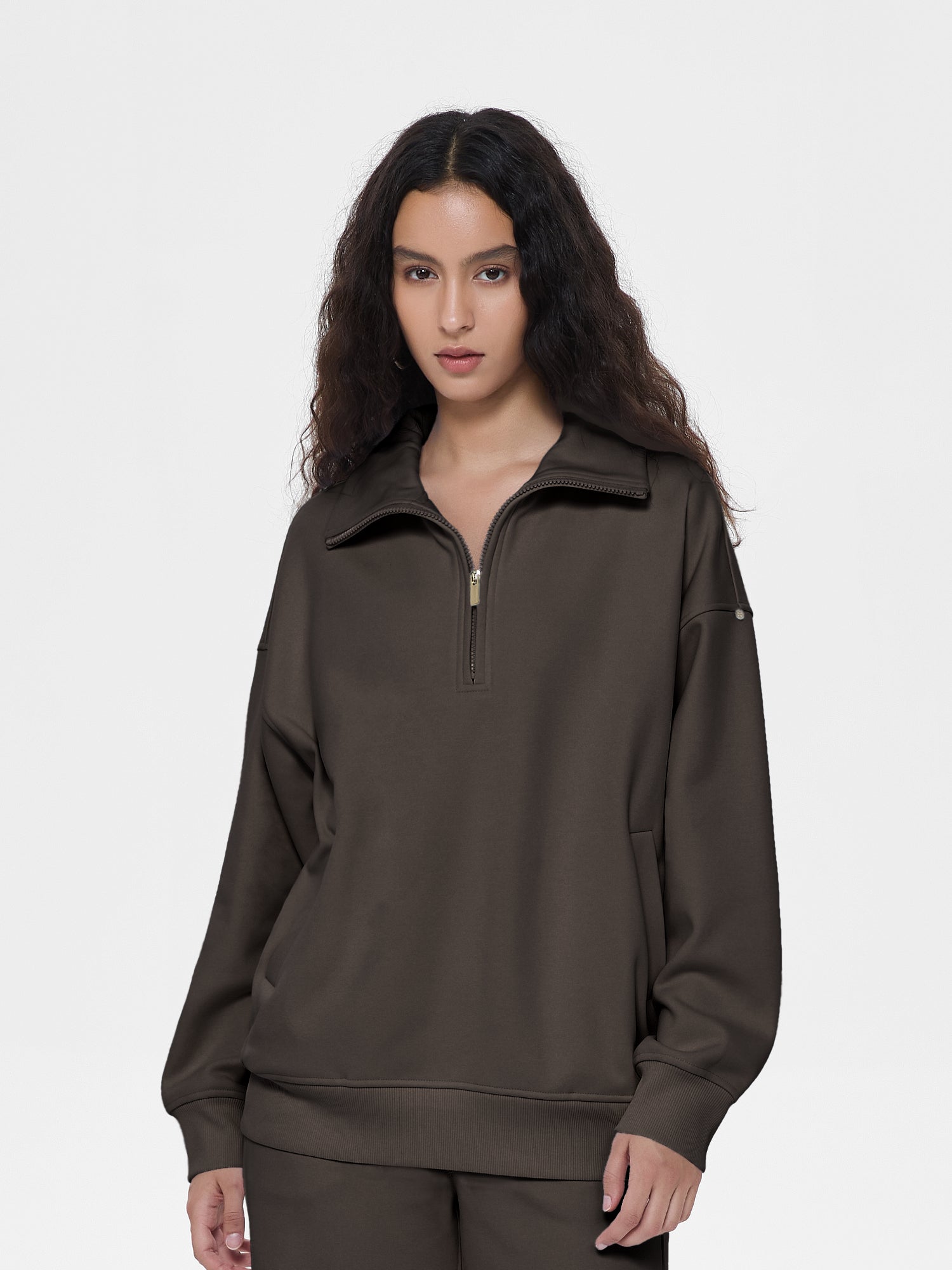 Cubby Half Zip-up Sweatshirt, Oversized