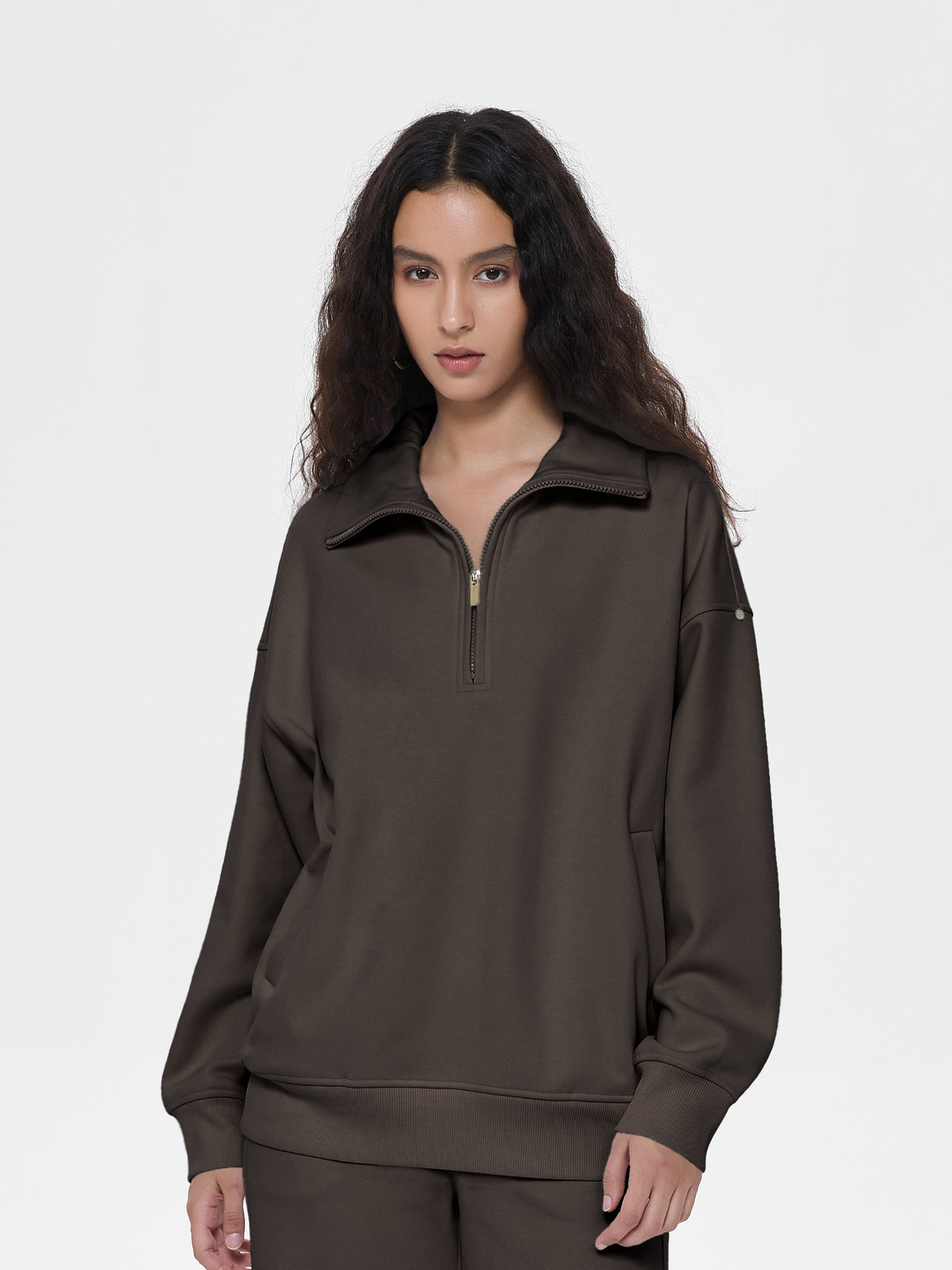 Cubby Half Zip-up Sweatshirt, Oversized