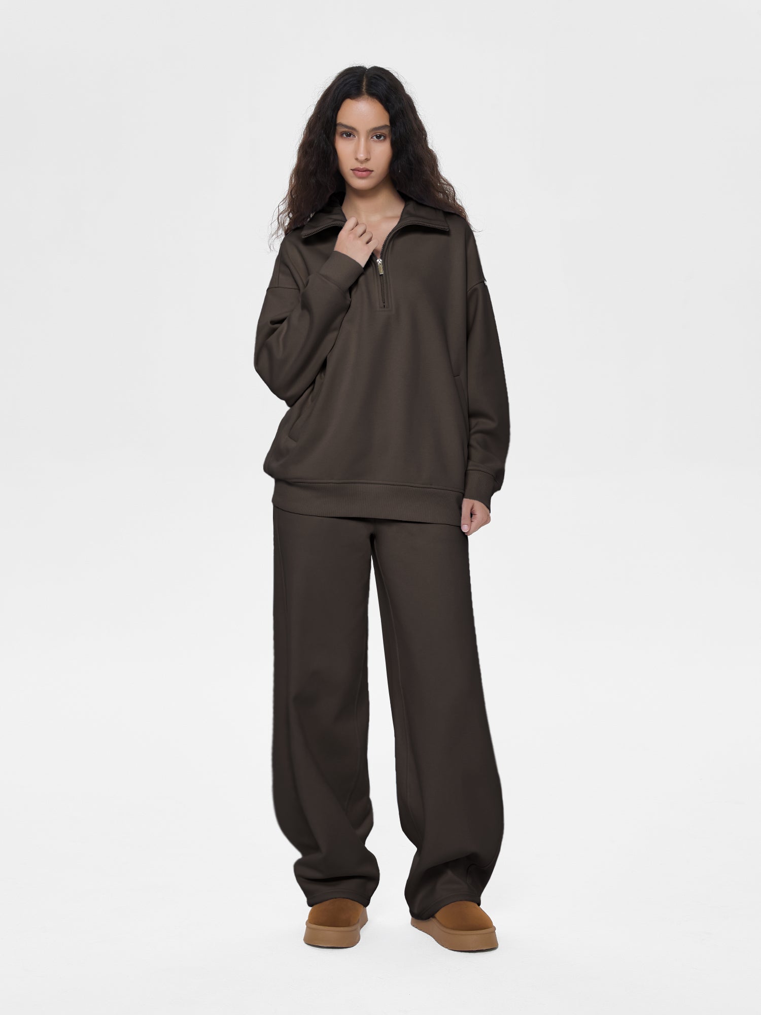 Cubby Half Zip-up Sweatshirt, Oversized