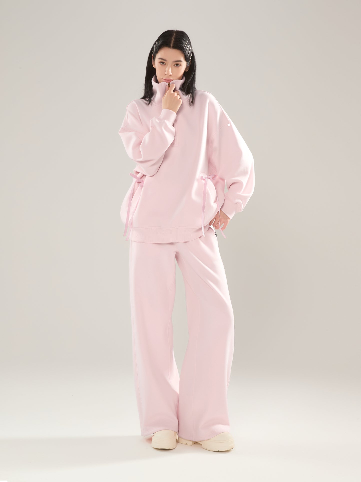 🎀 Cubby Half Zip-up Sweatshirt, Oversized