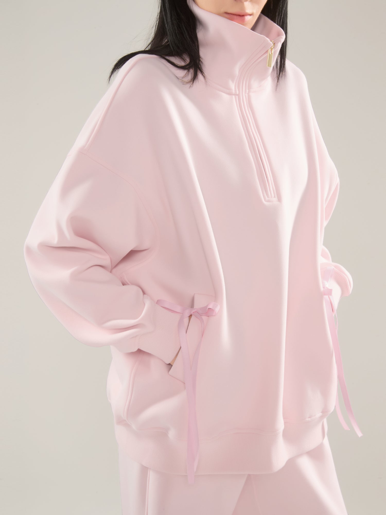 🎀 Cubby Half Zip-up Sweatshirt, Oversized