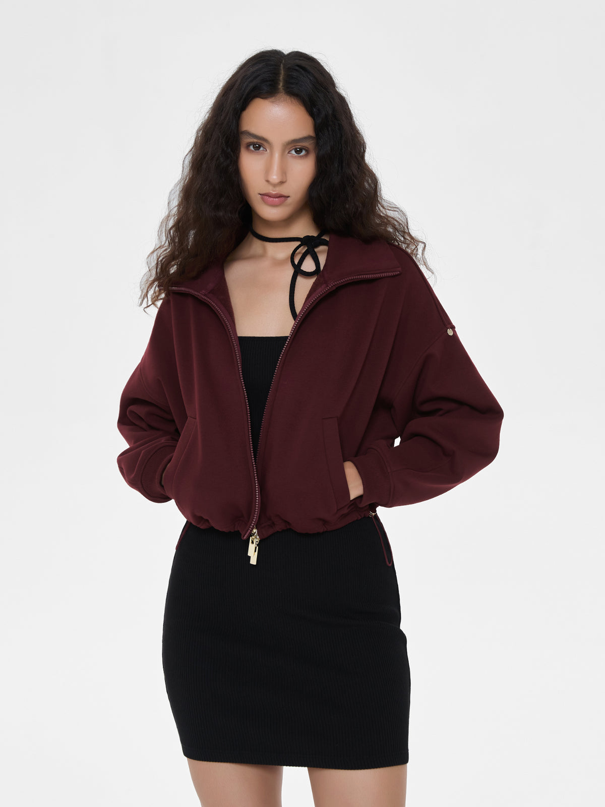 Cubby Mockneck Zip-Up, Cropped