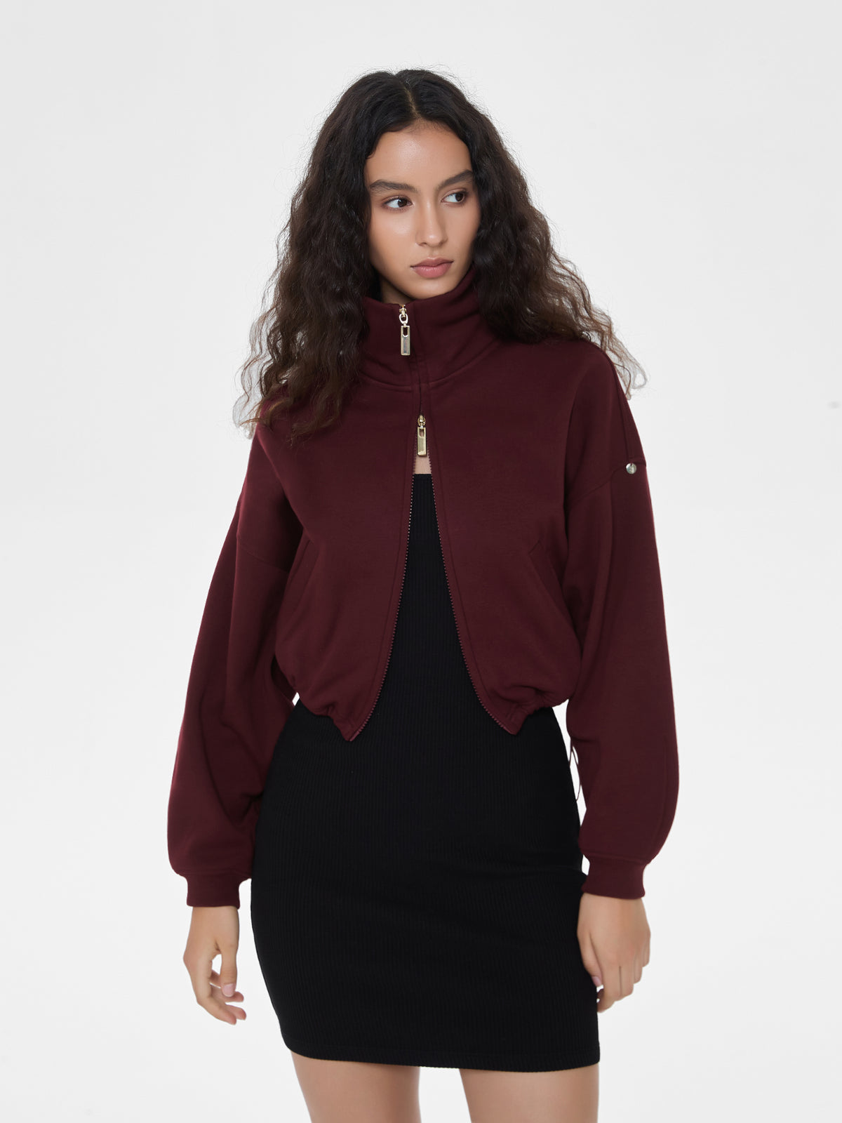 Cubby Mockneck Zip-Up, Cropped