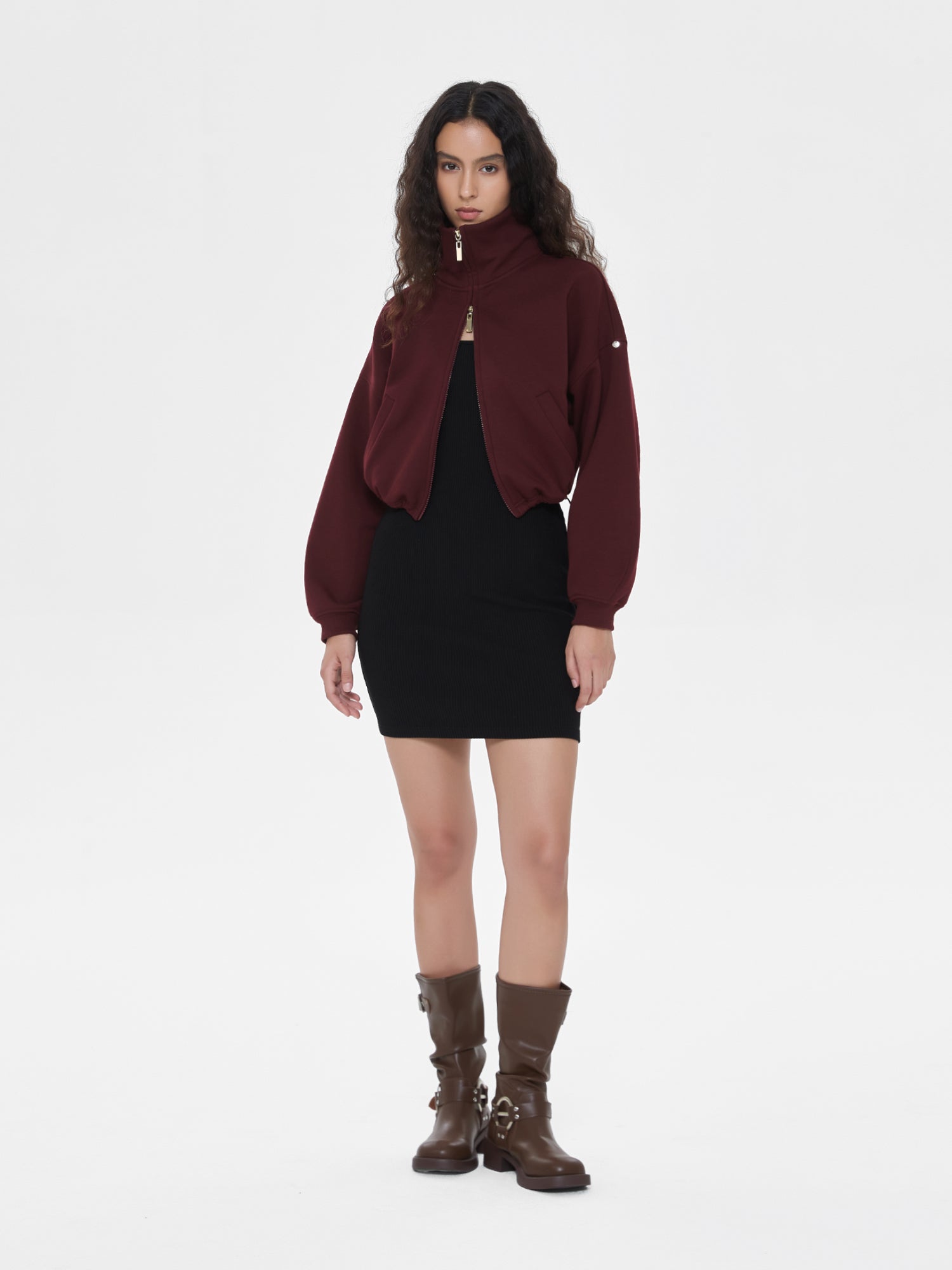 Cubby Mockneck Zip-Up, Cropped