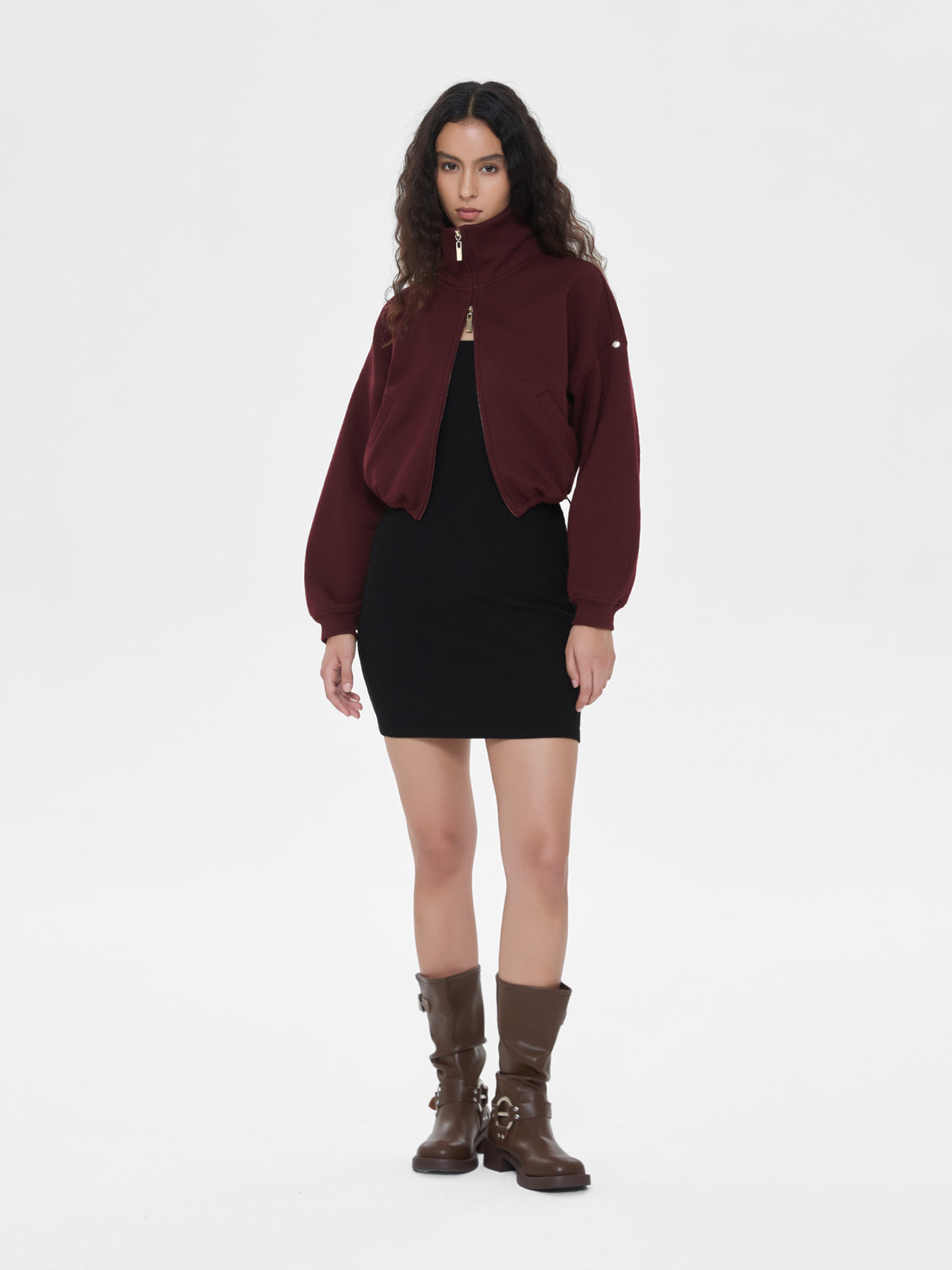Cubby Mockneck Zip-Up, Cropped