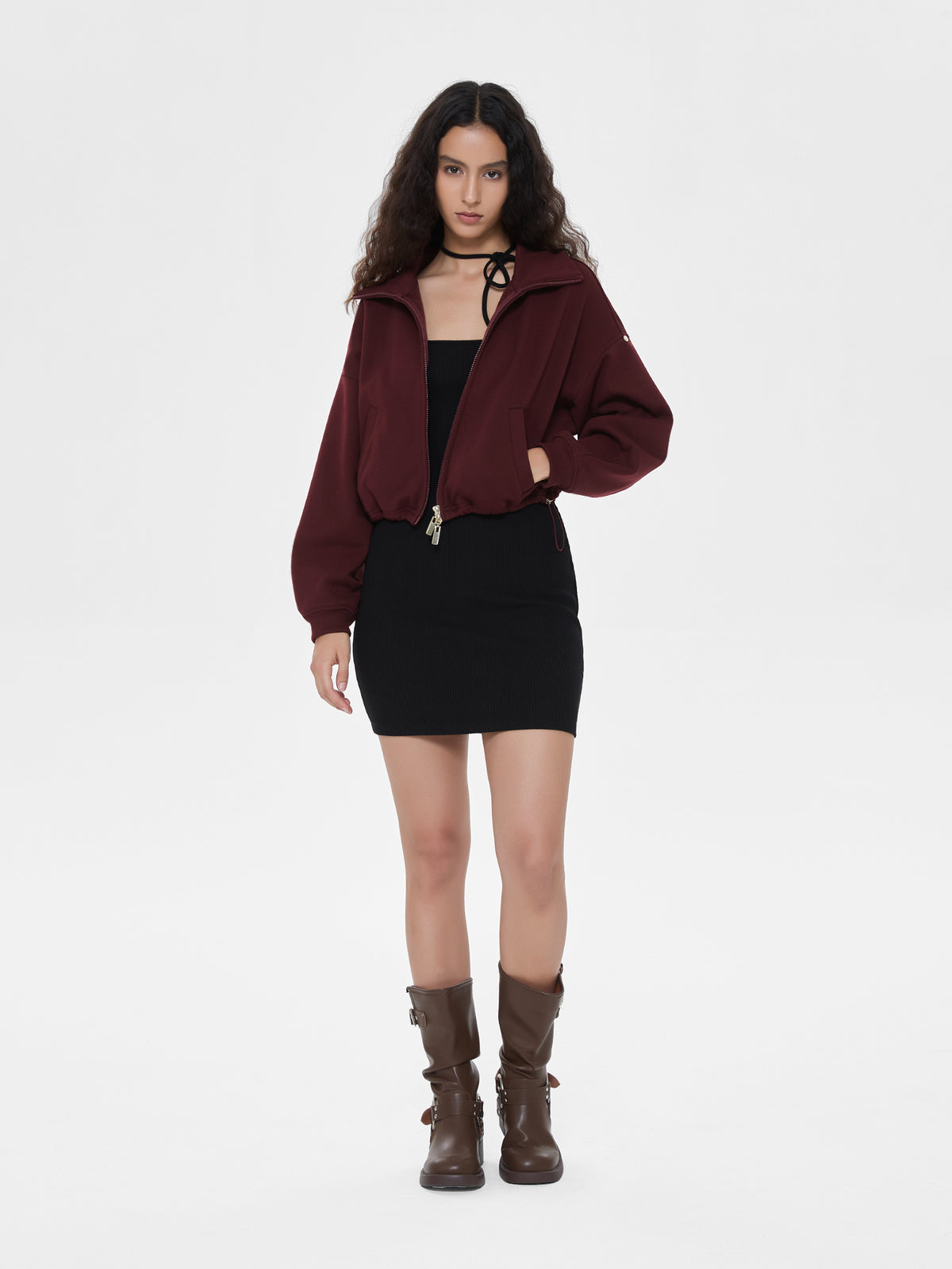 Cubby Mockneck Zip-Up, Cropped