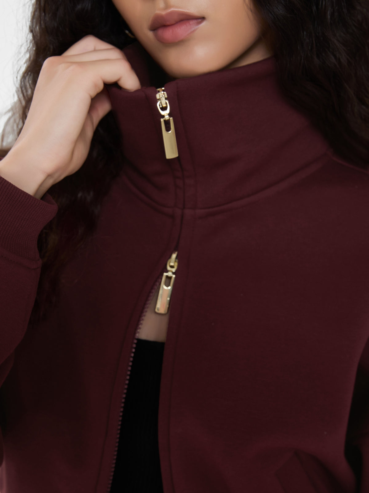 Cubby Mockneck Zip-Up, Cropped
