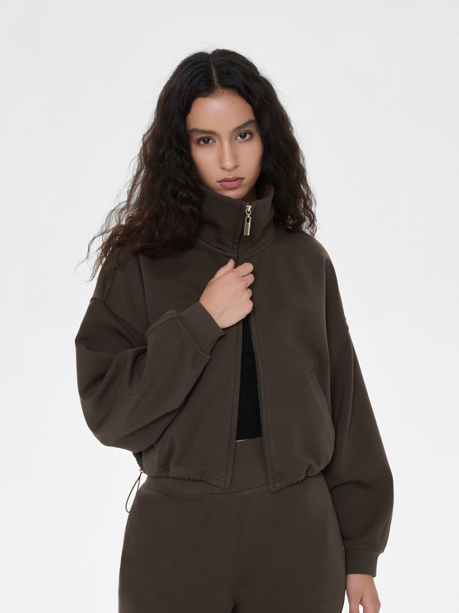 Cubby Mockneck Zip-Up, Cropped