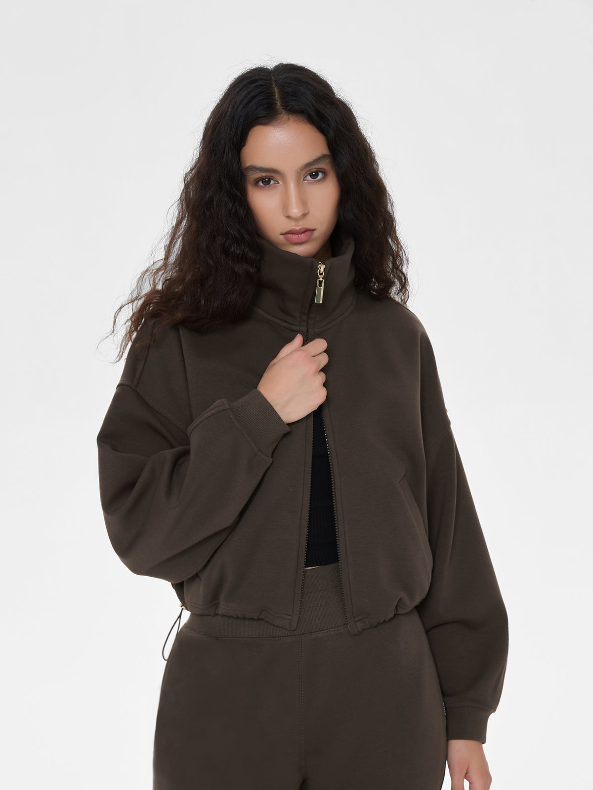 Cubby Mockneck Zip-Up, Cropped