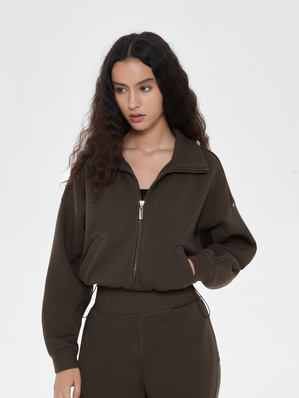 Cubby Mockneck Zip-Up, Cropped
