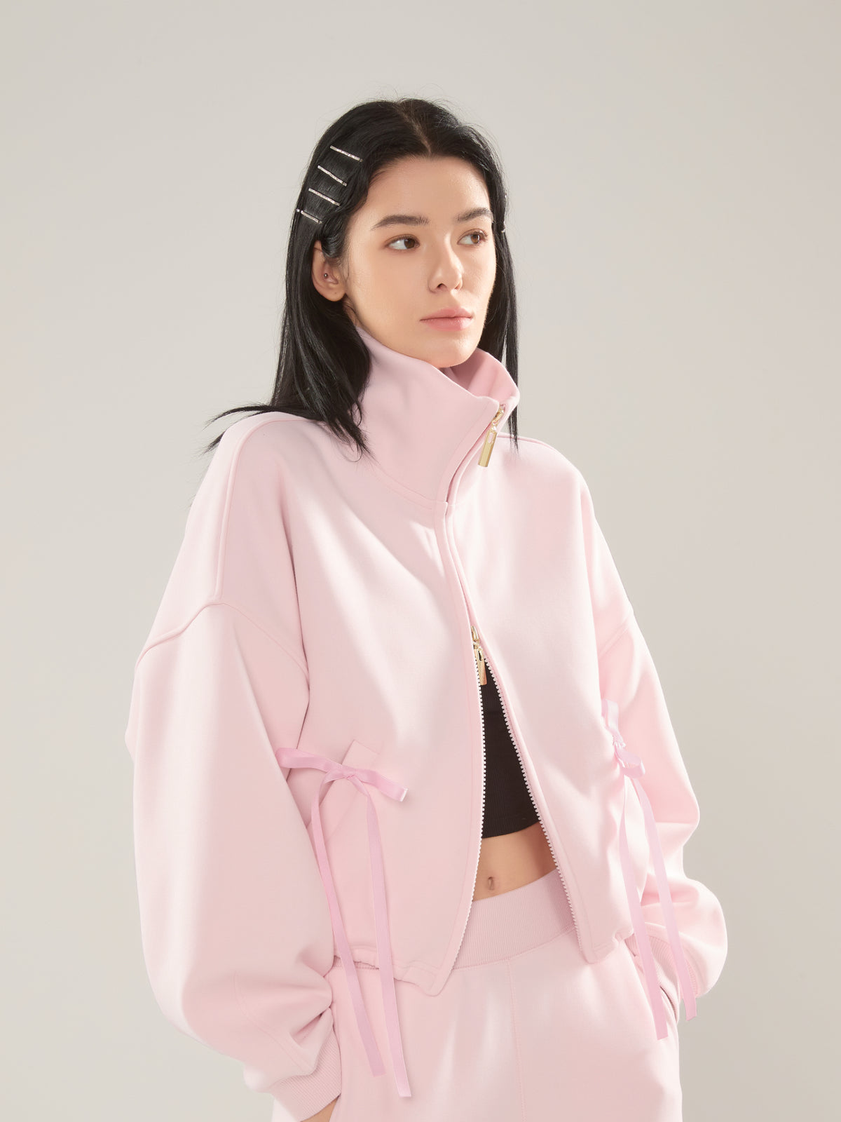 🎀 Cubby Mockneck Zip-Up, Cropped