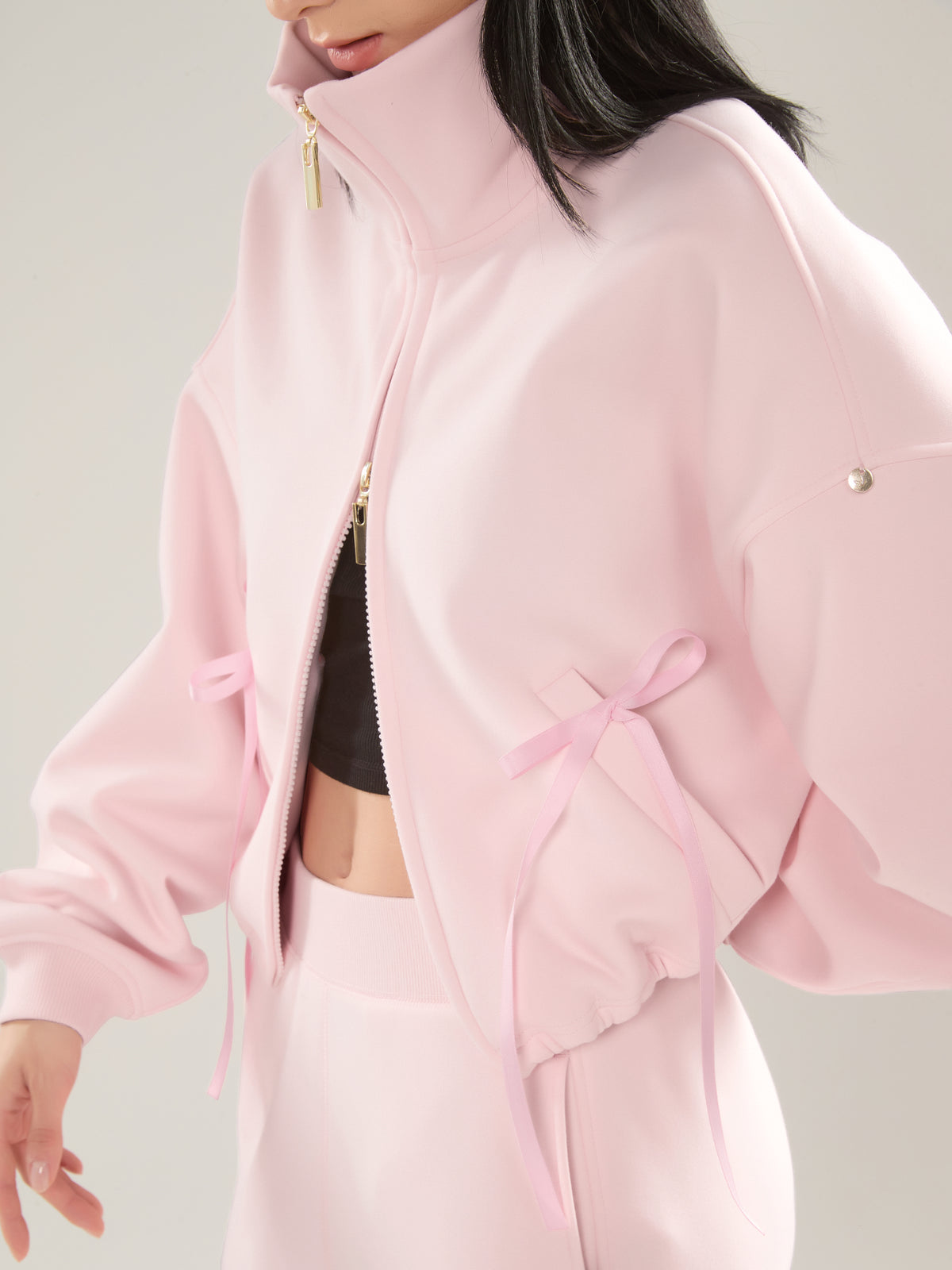 🎀 Cubby Mockneck Zip-Up, Cropped