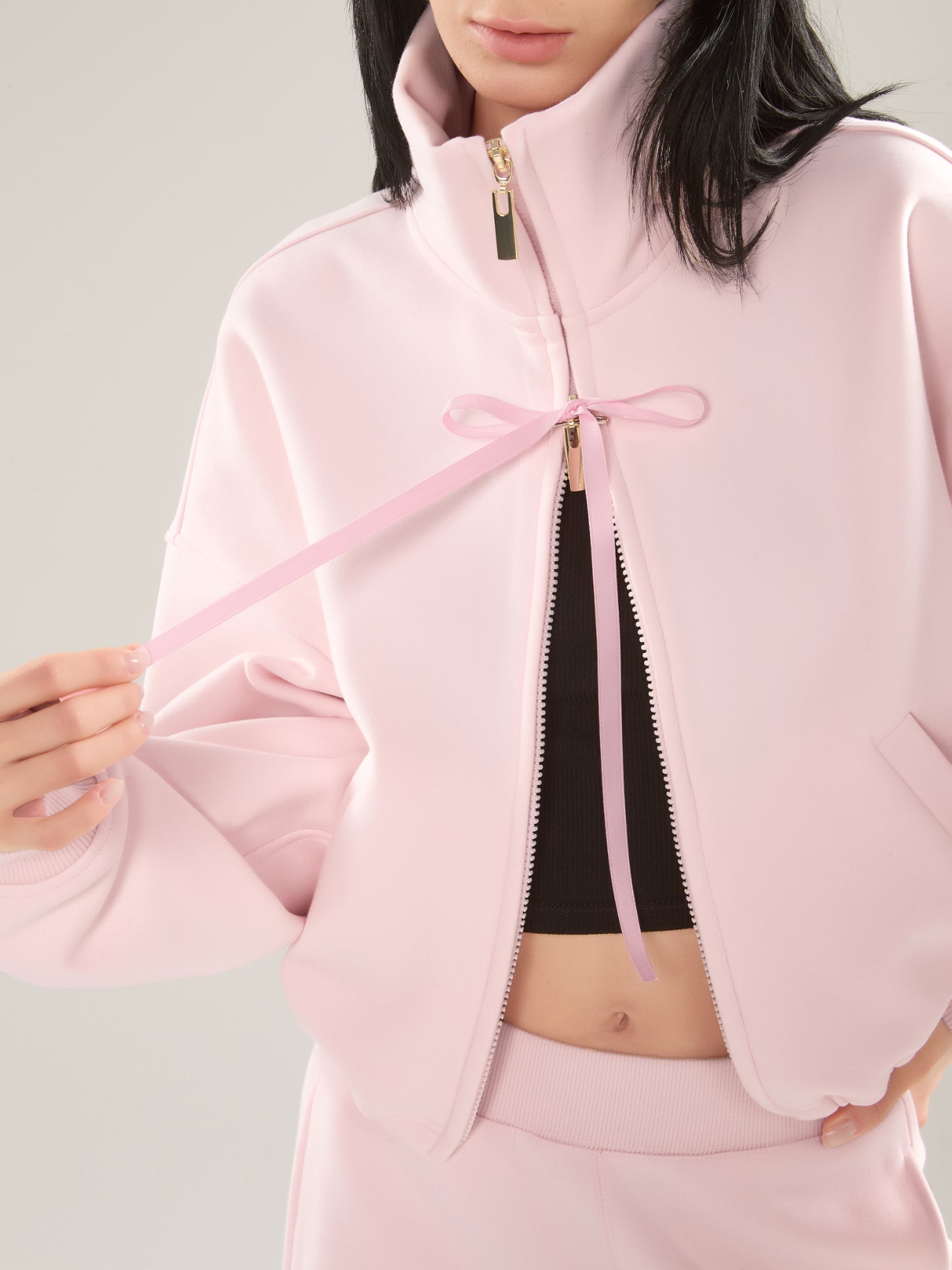 🎀 Cubby Mockneck Zip-Up, Cropped