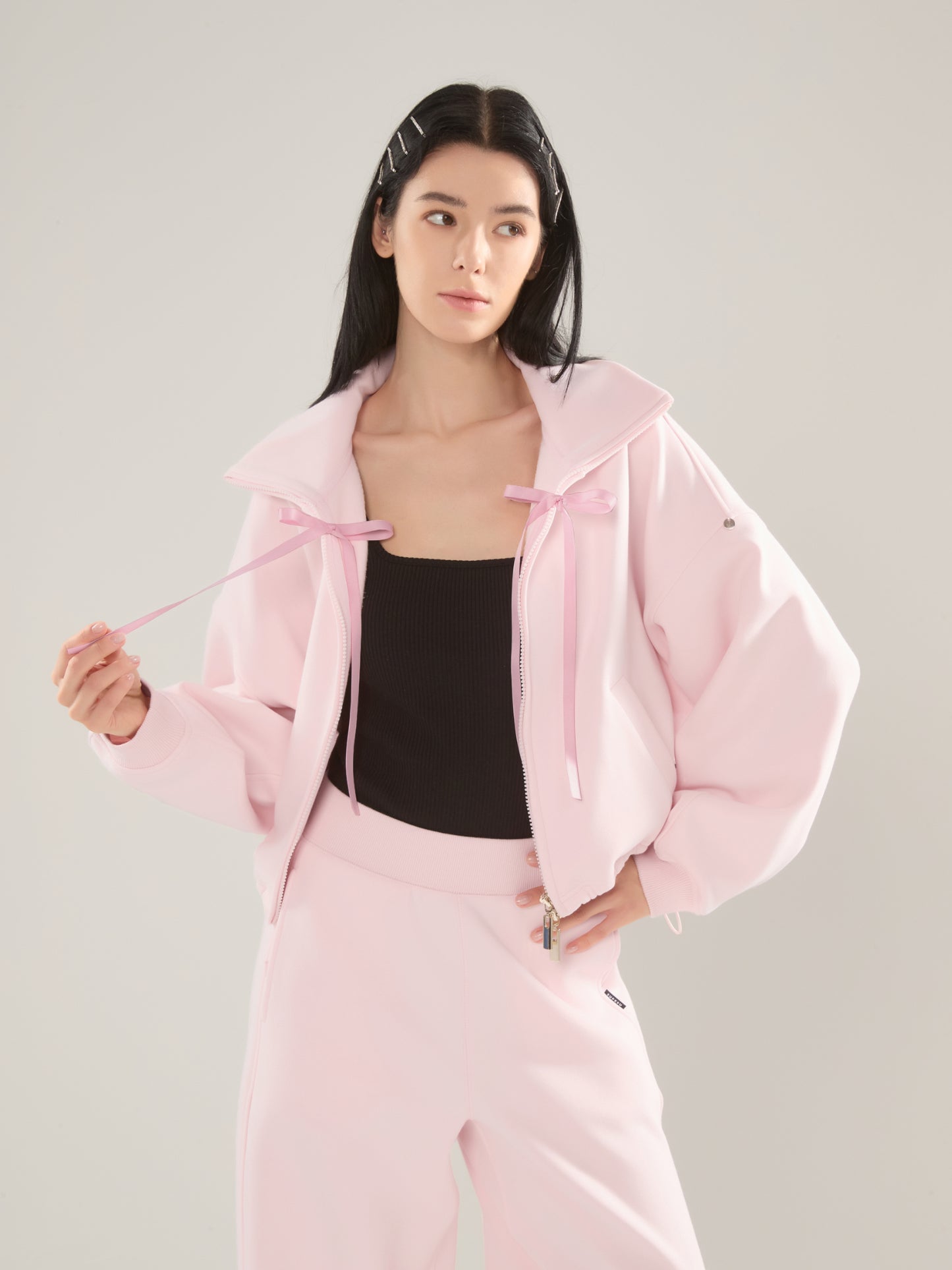 🎀 Cubby Mockneck Zip-Up, Cropped