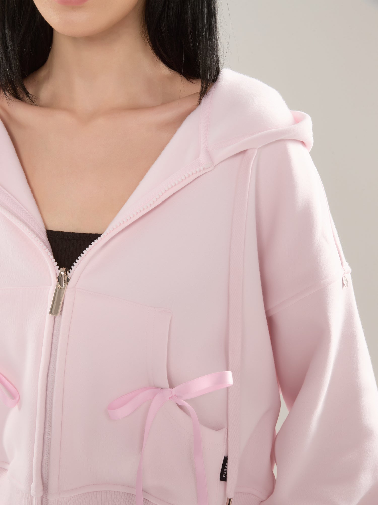 🎀 Cubby Zip Up Hoodie - Cropped & Reversible | With Bow Clip | SUPESU