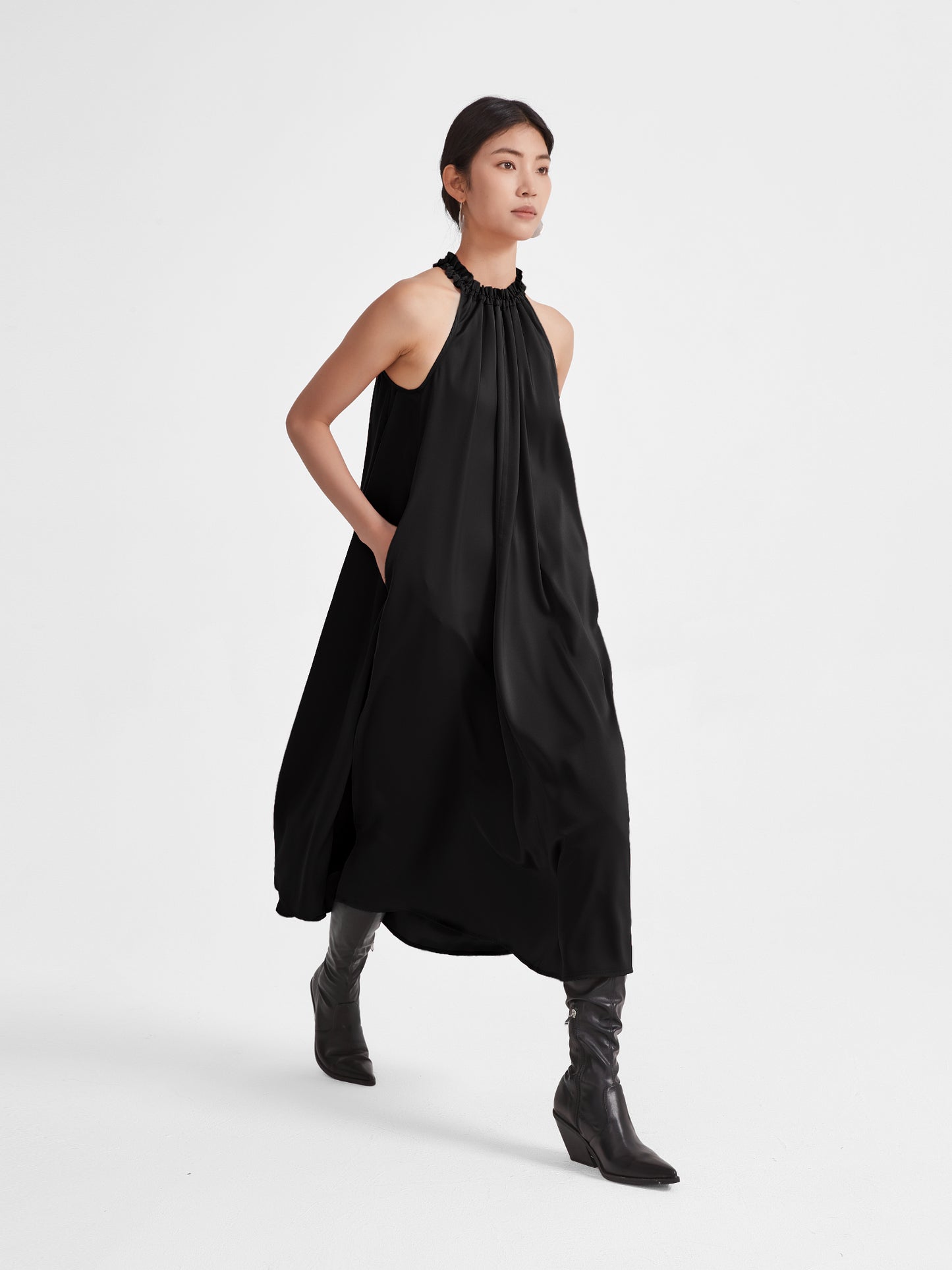 Rosa Halter Neck Dress | Upgraded 140g Satin