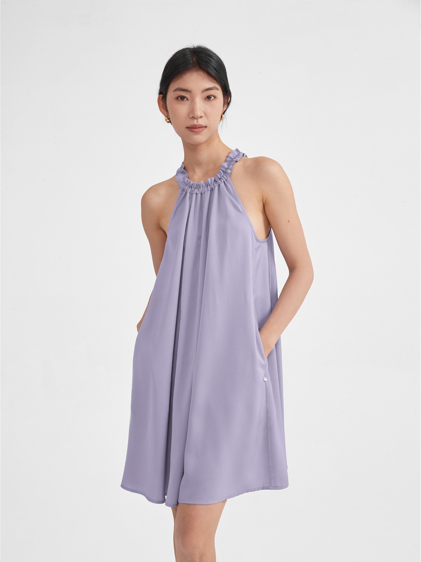 Rosa Halter Neck Mini Dress | Upgraded 140g Satin
