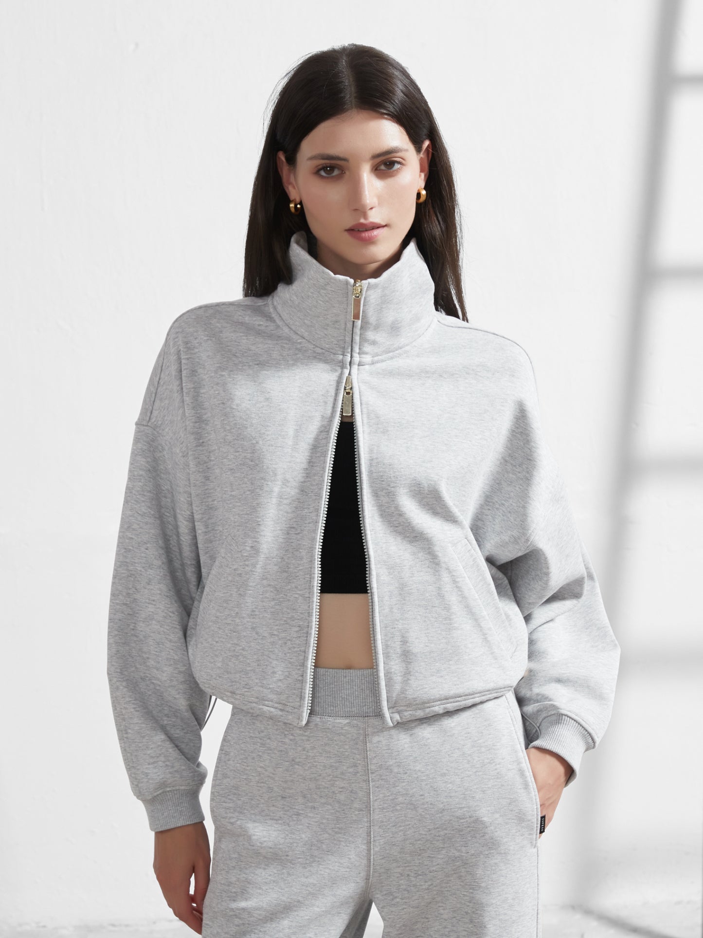 Cubby Mockneck Zip-Up, Cropped