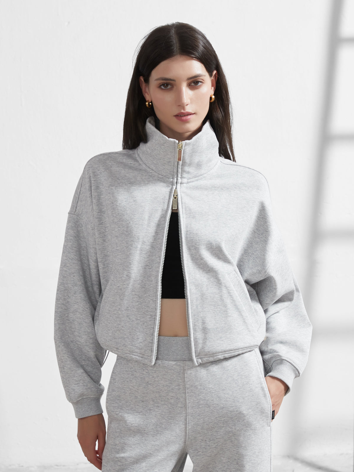 Cubby Mockneck Zip-Up, Cropped