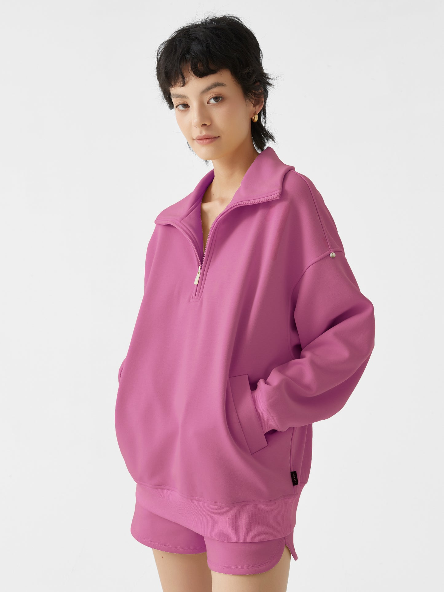 Cubby Half Zip-up Sweatshirt, Oversized