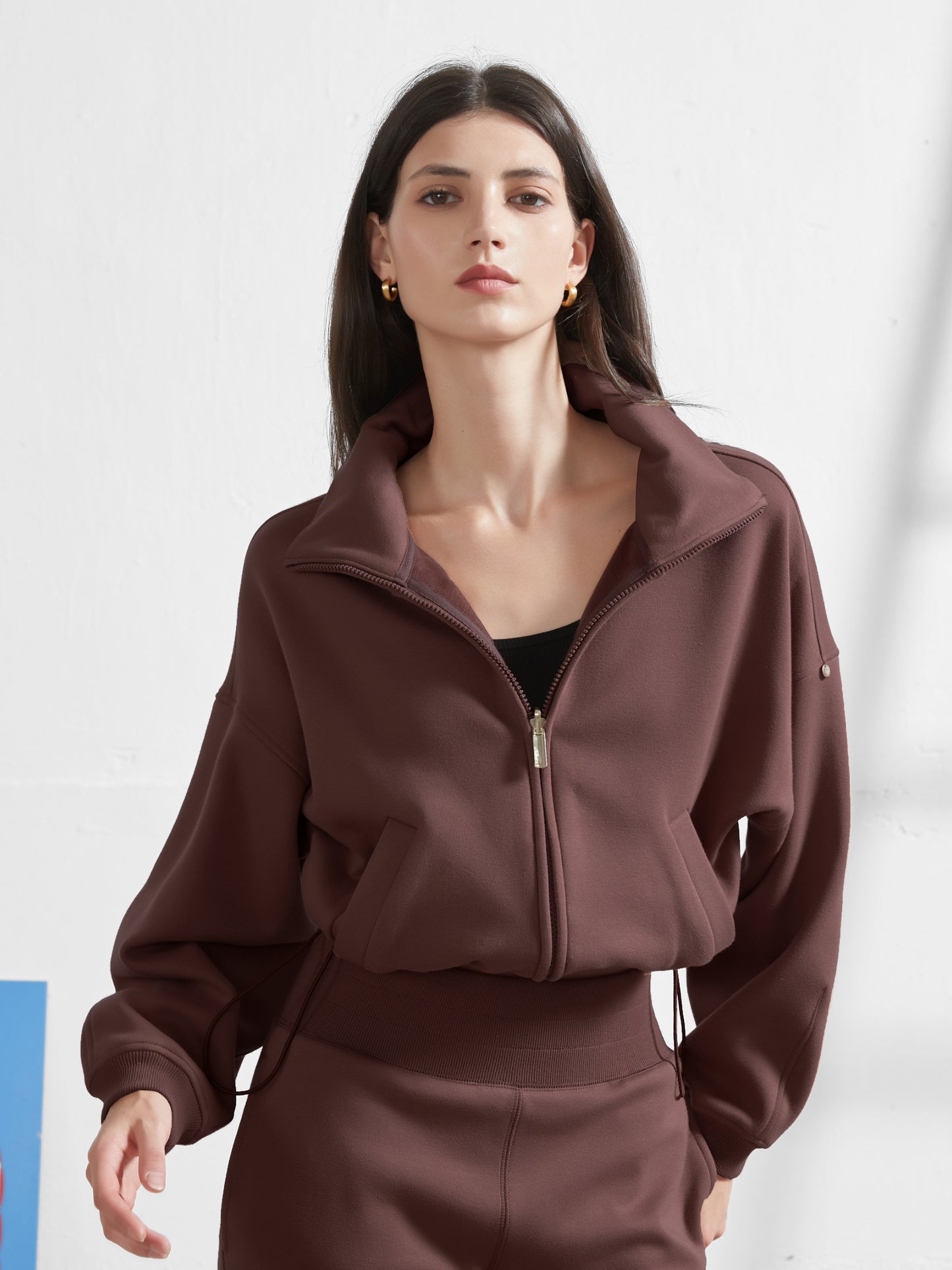Cubby Mockneck Zip-Up, Cropped