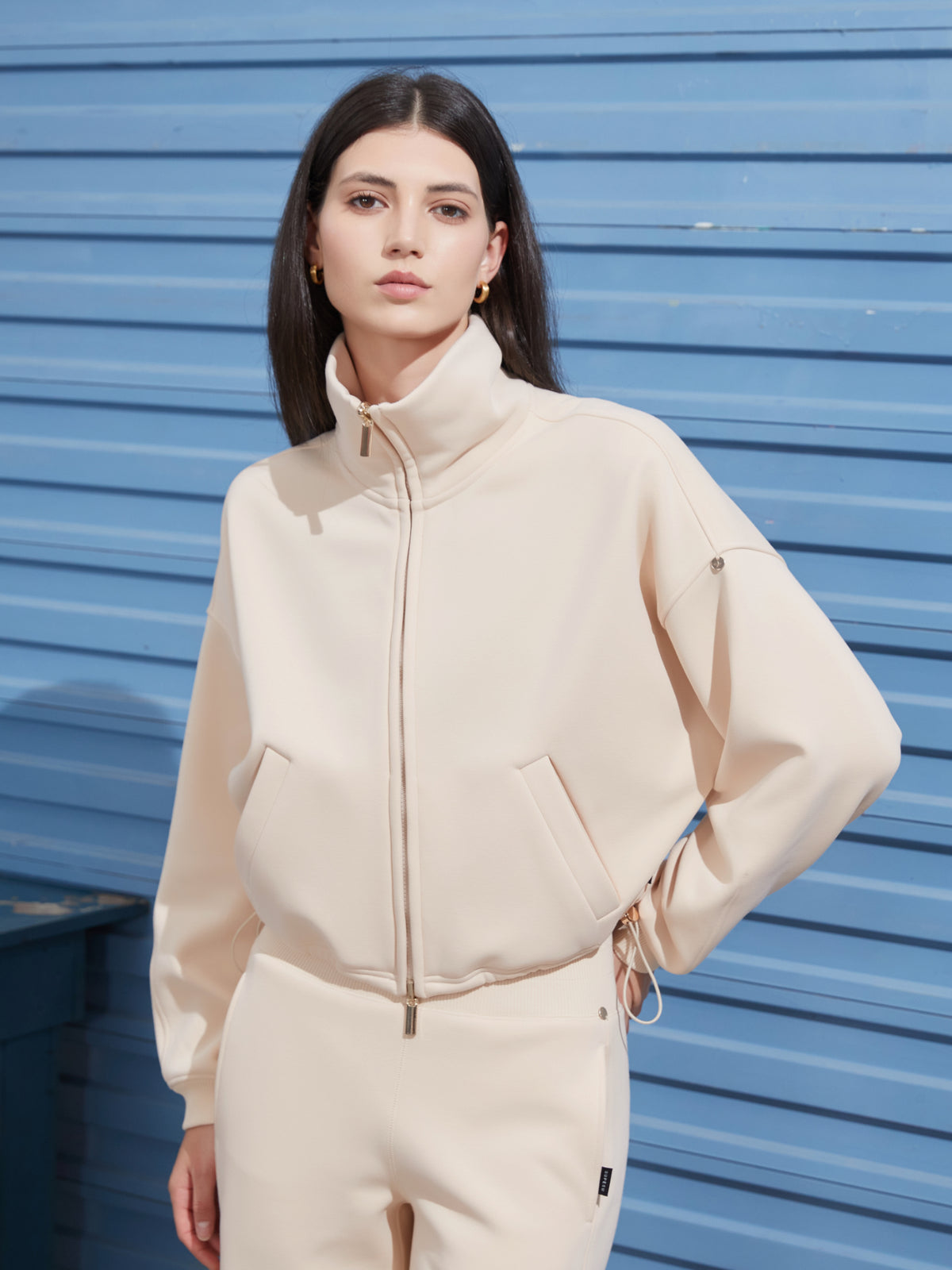 Cubby Mockneck Zip-Up, Cropped