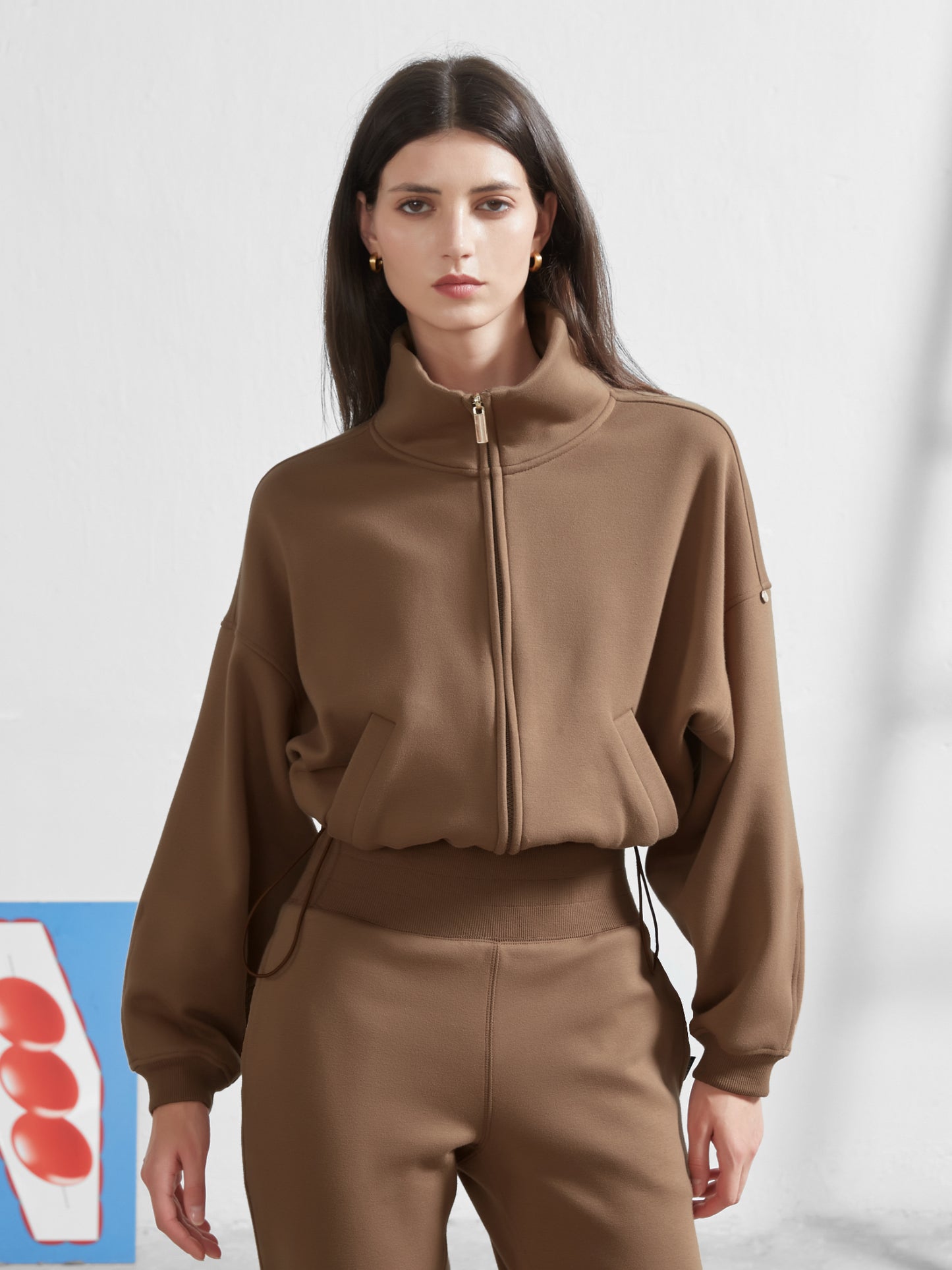 Cubby Mockneck Zip-Up, Cropped