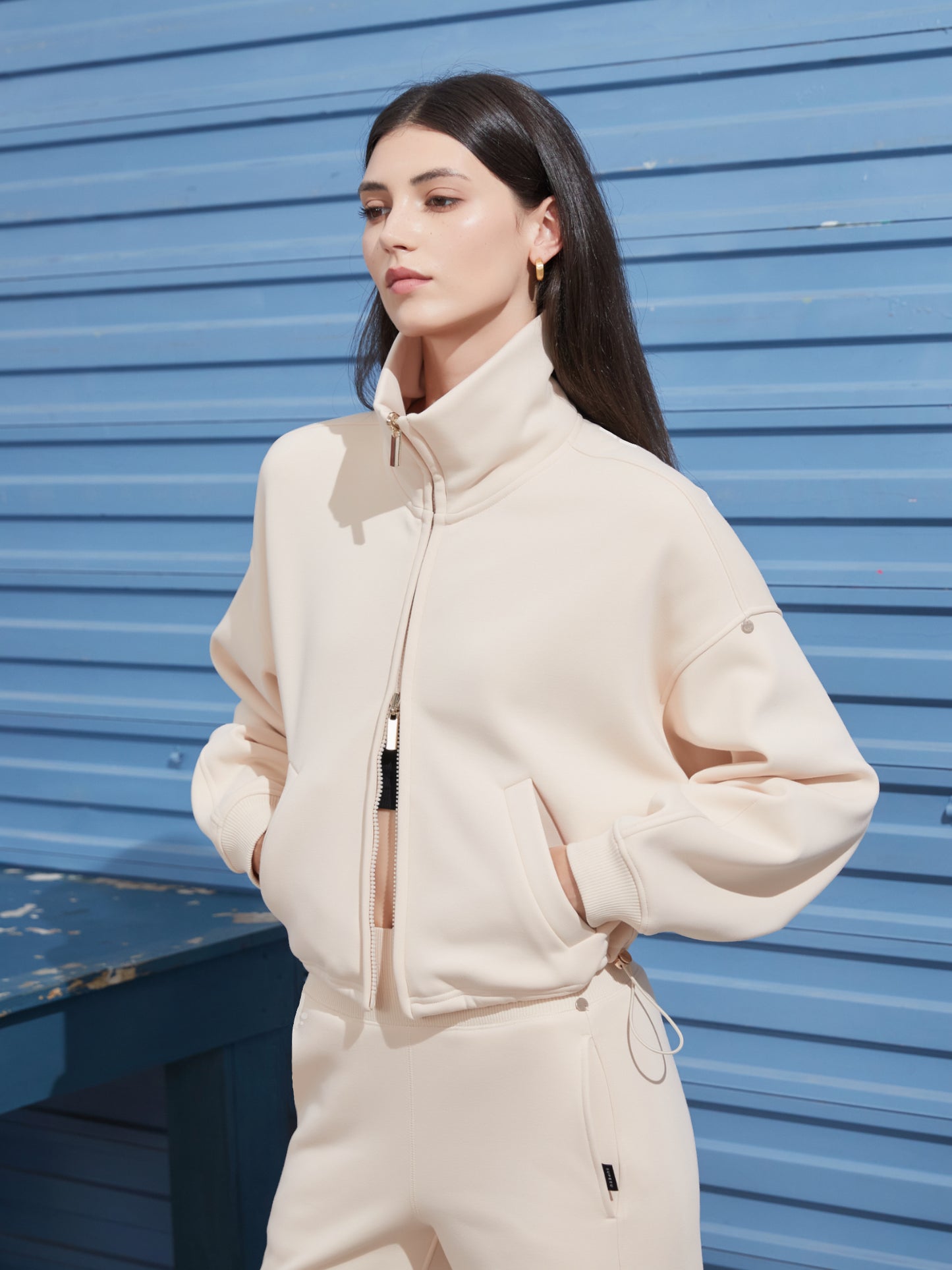 Cubby Mockneck Zip-Up, Cropped