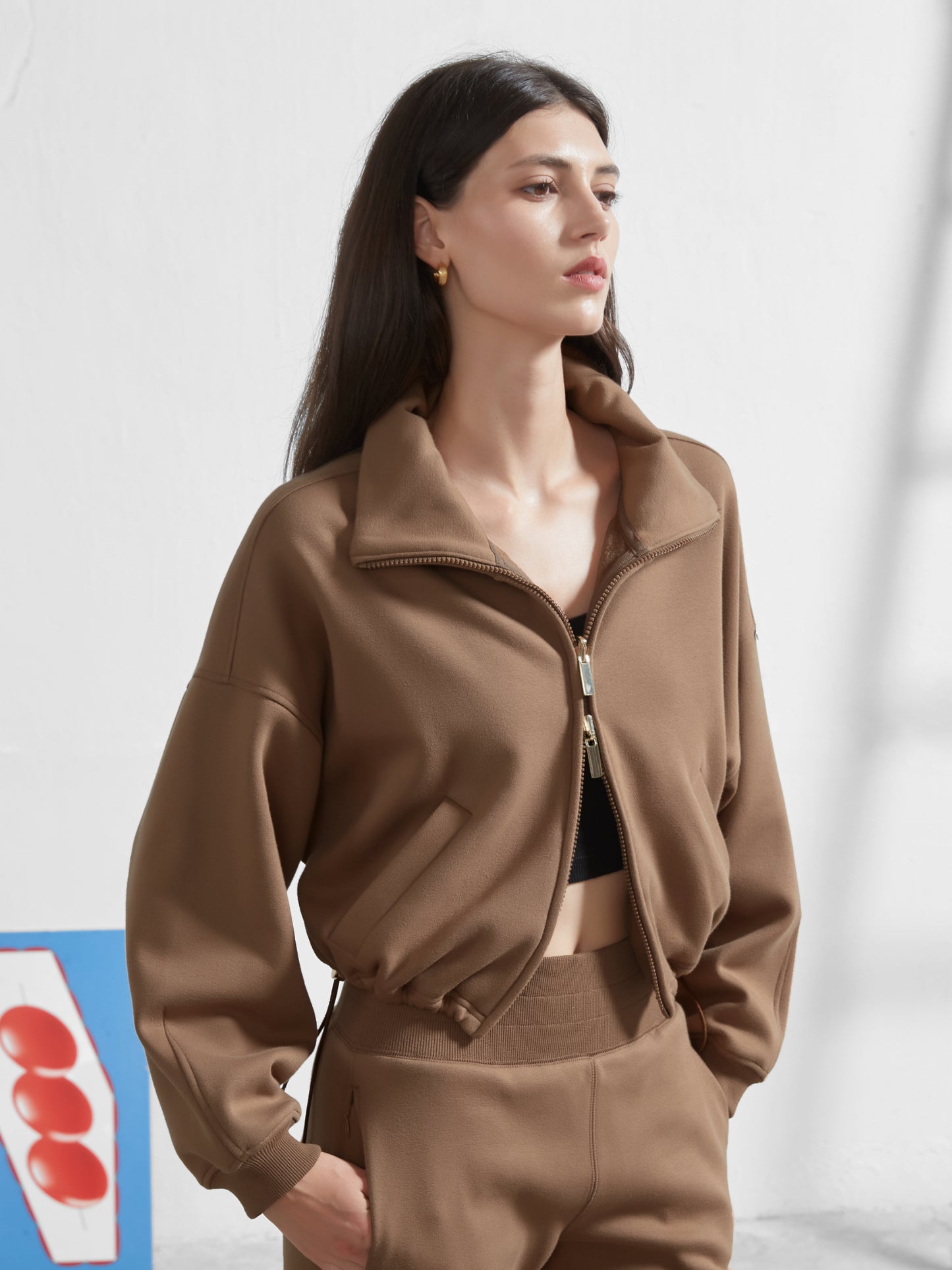 Cubby Mockneck Zip-Up, Cropped