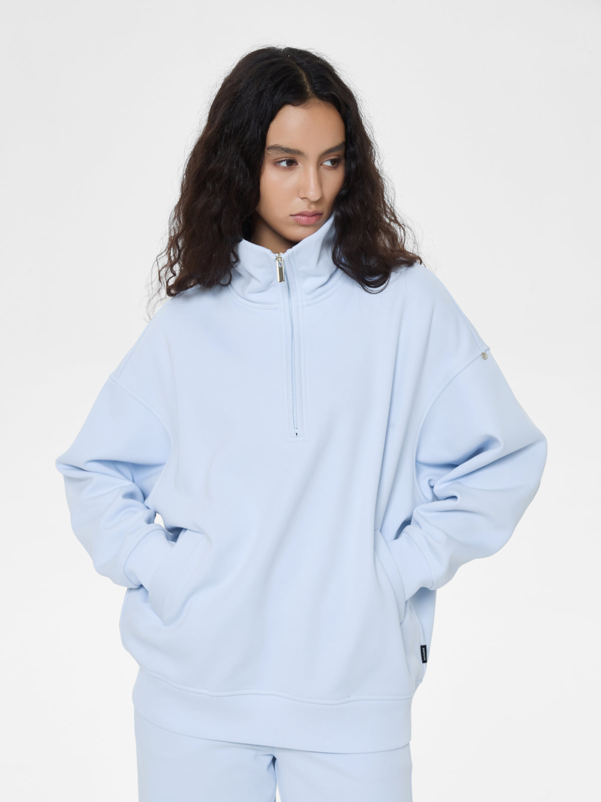 Cubby Half Zip-up Sweatshirt, Oversized