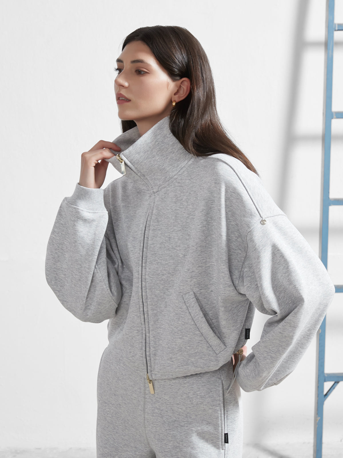 Cubby Mockneck Zip-Up, Cropped