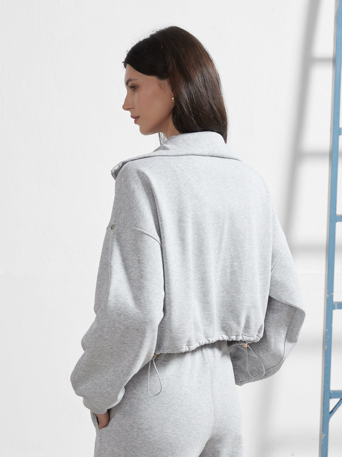 Cubby Mockneck Zip-Up, Cropped