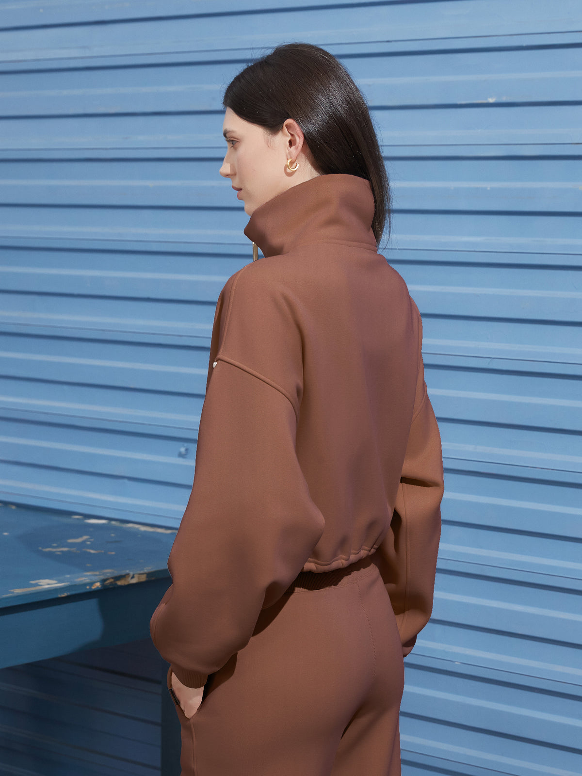 Cubby Mockneck Zip-Up, Cropped