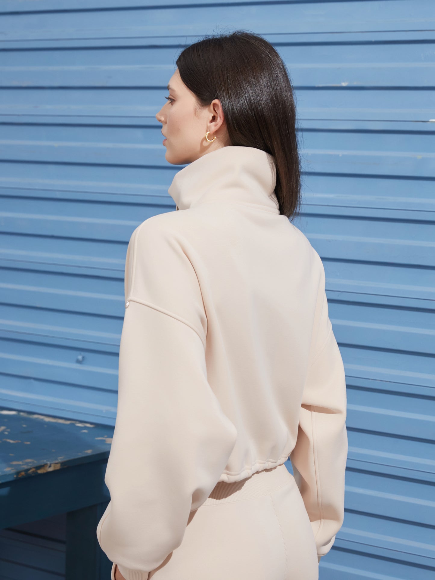 Cubby Mockneck Zip-Up, Cropped