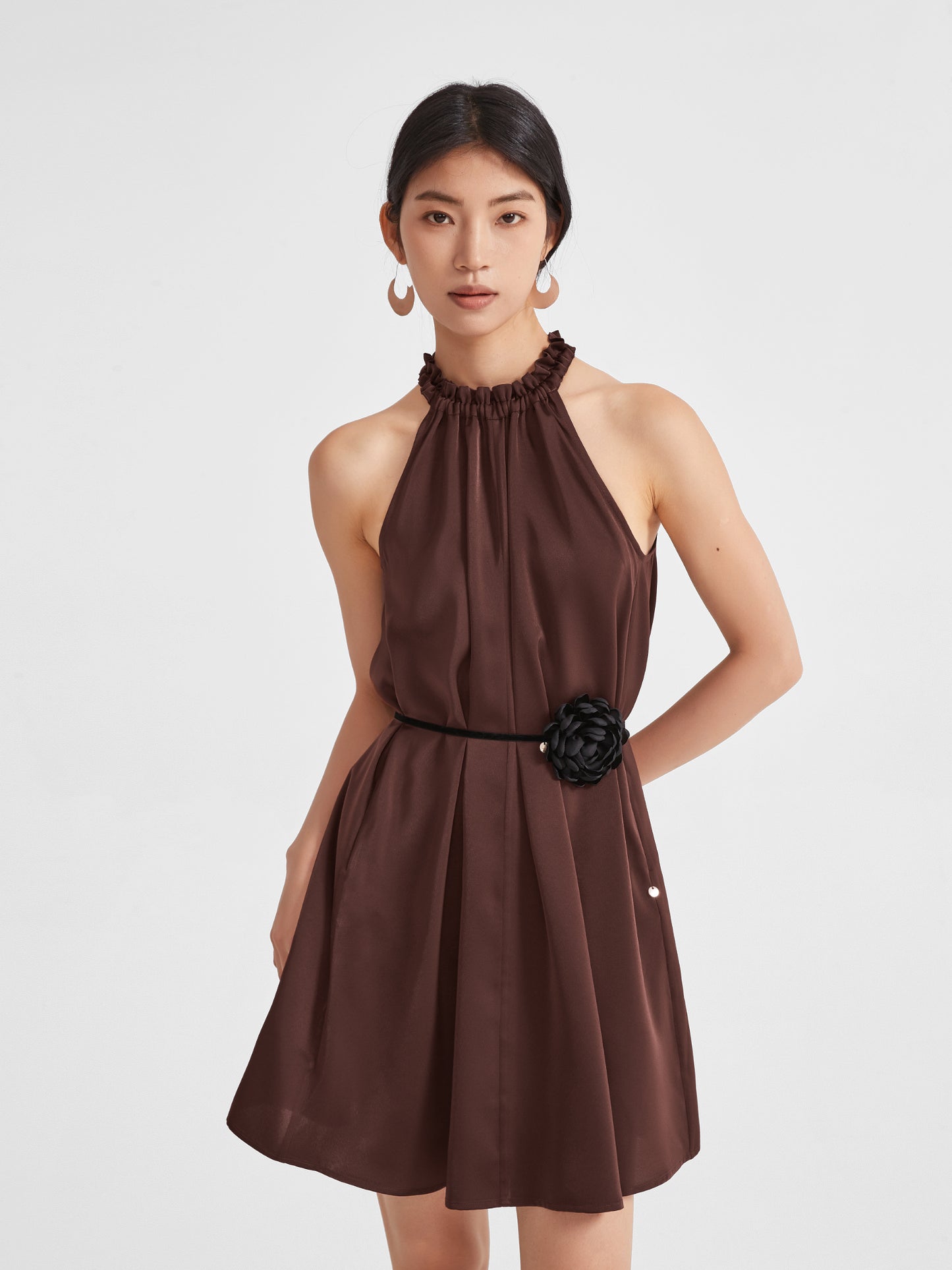 Rosa Halter Neck Mini Dress | Upgraded 140g Satin