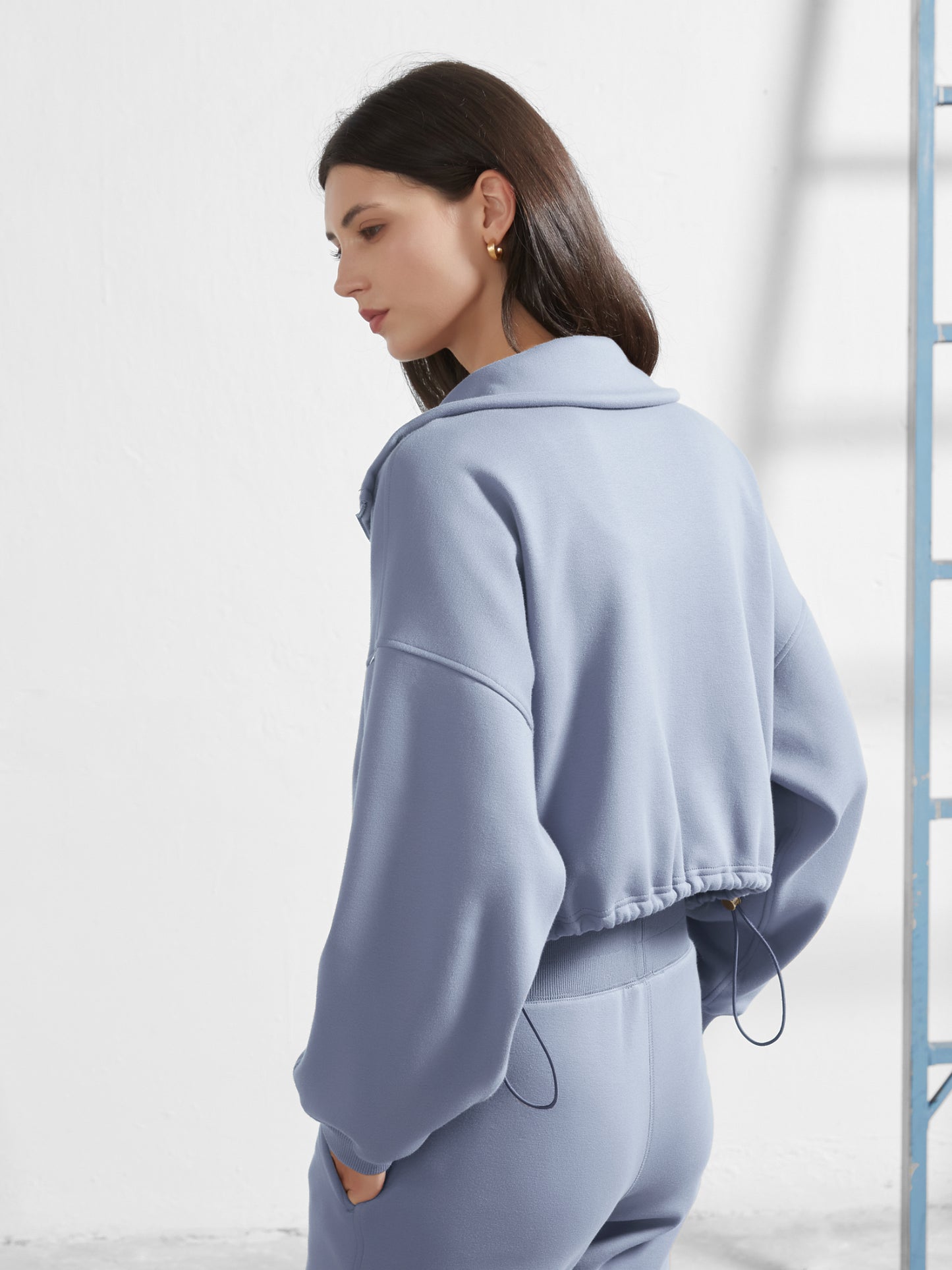 Cubby Mockneck Zip-Up, Cropped