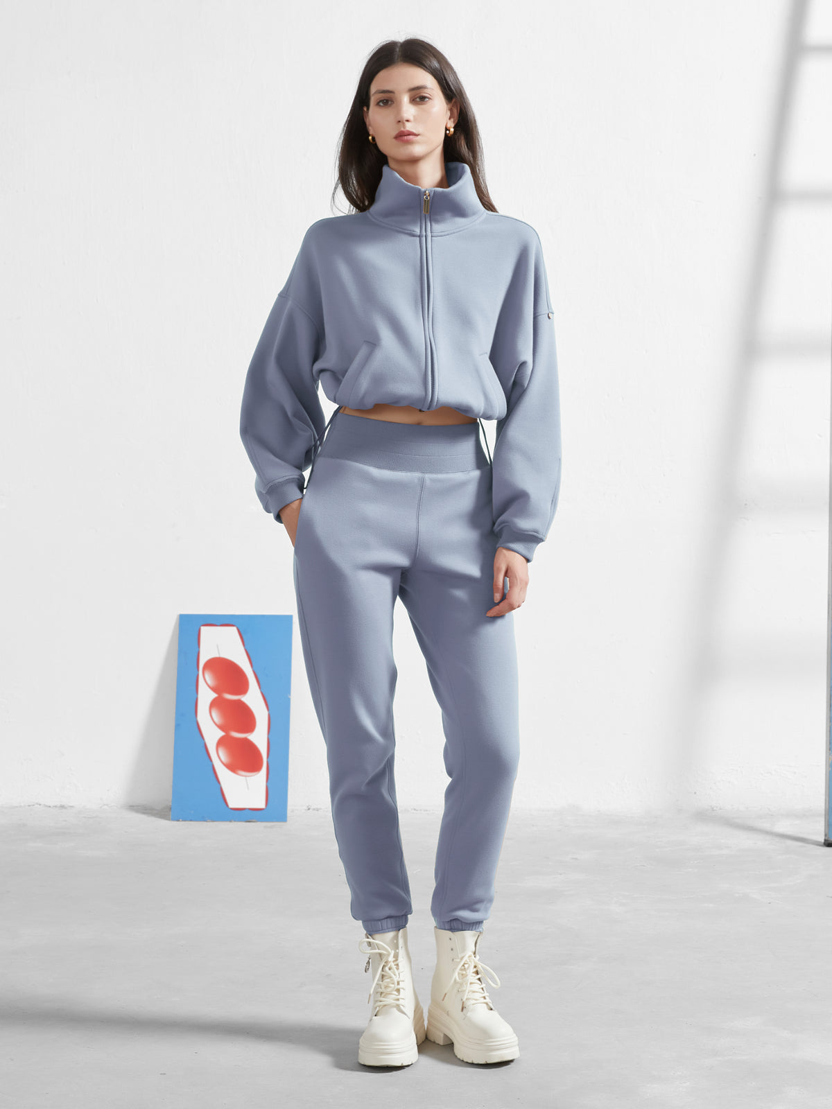 Cubby Mockneck Zip-Up, Cropped